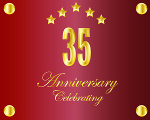 35th Anniversary. Gold numbers. birthday party banner vector