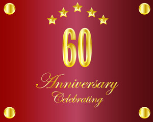 60th Anniversary. Gold numbers. birthday party banner vector