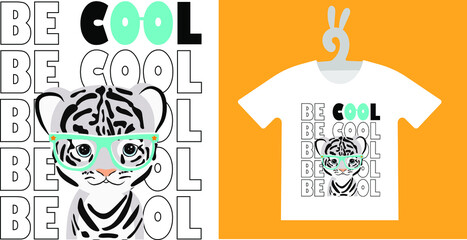 Baby Animal Prints on T-shirts, textile, sweatshirts. Typography design Cute baby tiger. Isolated vector illustration	
