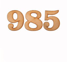 Number 985 - Piece of wood isolated on white background