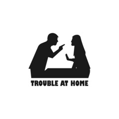 Arguing couple simple black vector silhouette illustration.