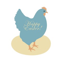 Happy easter pastel blue hen giftcard flat