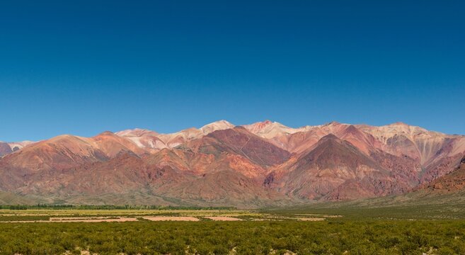 Multicolored mountains in El Leoncito natural reserve, in the province of San Juan, Argentina.