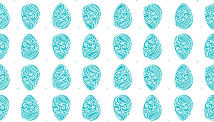 Vector illustration Pattern with blue Easter eggs with a pattern on a white background