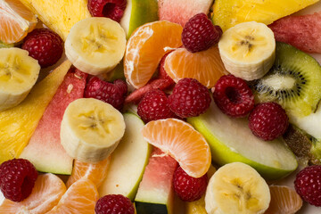 Mix of fresh fruit in a colourful fruit salad