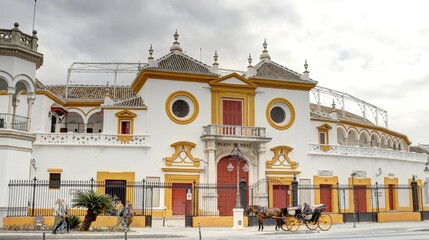 porte d'entrée des arènes de Séville en Andalousie dans le sud de l'Espagne