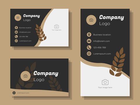 Bread bakery digital business card template, grain food corporate marketing advertisement, baker cereal wheat online invitation card, abstract flyer, creative banner design, isolated on background - Powered by Adobe