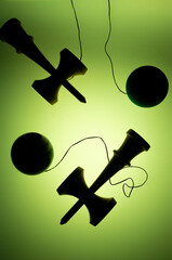 Kendama is a traditional Japanese skill toy. It consists of a handle (ken), a pair of cups (sarado), and a ball (tama) that are all connected together by a string
