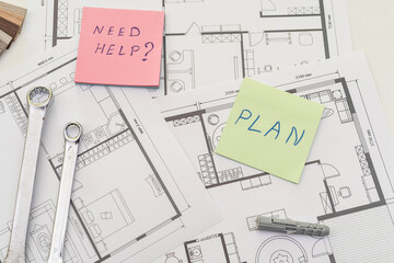 work tools with memo heen help on house plan blueprint