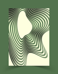 3d wavy poster template with monochrome green colors on white background