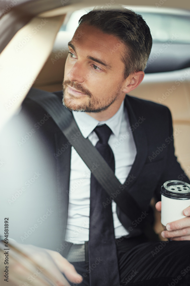 Sticker On the road to success. Cropped shot of a businessman on his morning commute to work.