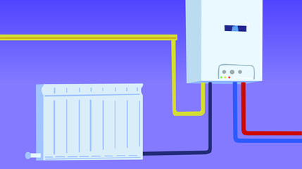 Gas heating system.
Vector flat illustration.