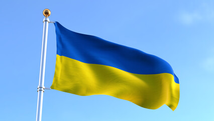 Waving Ukrainian Flag - n.02 - 3d Rendering