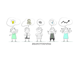 Business Teamwork, Idea Concept Illustration. Doodle style character.