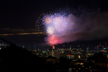 2019 Matariki fireworks. View from Brooklyn in Wellington, New Zealand