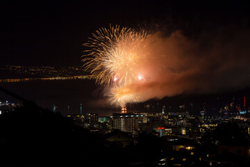 2019 Matariki fireworks. View from Brooklyn in Wellington, New Zealand