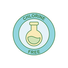 Chlorine free label icon in color icon, isolated on white background 