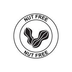 Nut free label icon  in black flat glyph, filled style isolated on white background