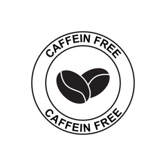 Caffeine free label icon  in black flat glyph, filled style isolated on white background