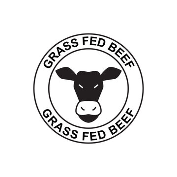 Grass Fed Beef Label Icon  In Black Flat Glyph, Filled Style Isolated On White Background