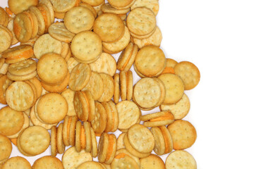 Pile of Cheese Snack Crackers Close up