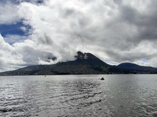 san pablo lake surrounded by imbabura volcano in ecuador 