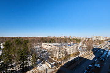 View from the window on a beautiful park in winter 