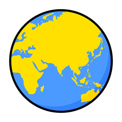 ウクライナ支援　黄色と青のウクライナカラーの地球