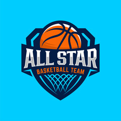 Basketball club logo, emblem, designs with ball. Sport badge vector illustration