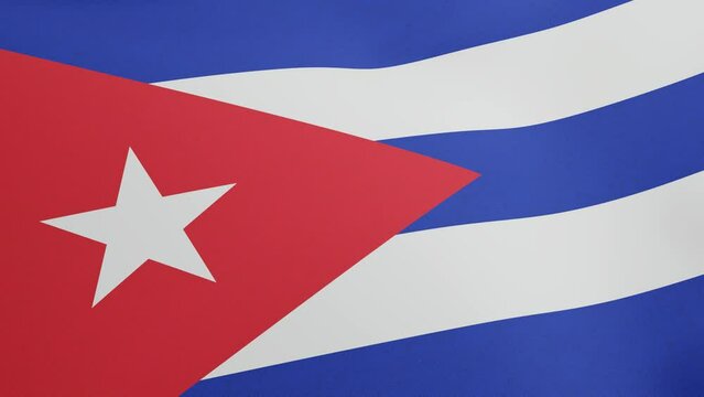 National flag of Cuba waving original size and colors 3D Render, Bandera de Cuba or Estrella Solitaria and Lone Star flag, Republic of Cuba flag textile