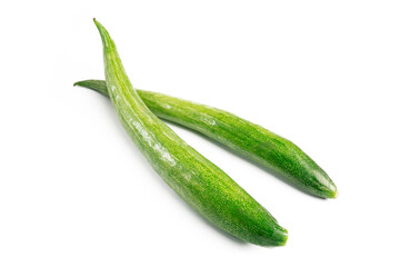 Fresh Organic Snake gourd (Trichosanthes anguina Linn), green vegetables on white background