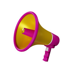 Marketing time concept, realistic 3d rendering megaphone on white background