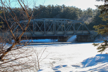 Steel Bridge over Frozen Water