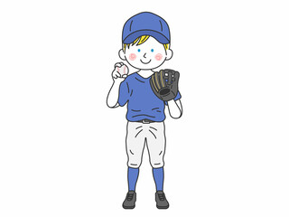 メジャーリーガーの白人男性（野手）のイラスト