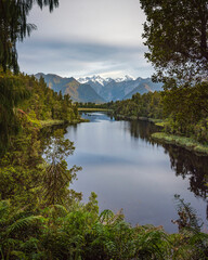 Sunset over Lake Matheson, West Coast, New Zealand
