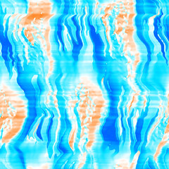 Wavy summer dip dye background. Ombre color blend for beach swimwear, trendy fashion print. Boho dripping wave digital watercolor effect. High resolution artistic seamless pattern material.