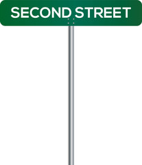 Second Street sign with white background