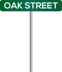 Oak Street Sign with white background. 