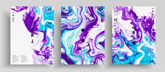 Abstract vector banner, collection of modern fluid art covers. Trendy background that can be used for design cover, invitation, presentation and etc. Colorful universal trendy painting backdrop.