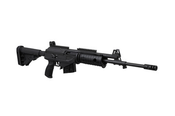 Fototapeta premium Soviet carbine in modern body kit isolate on a white background. Tuned automatic carbine of the USSR. Weapons for sports and self-defense.
