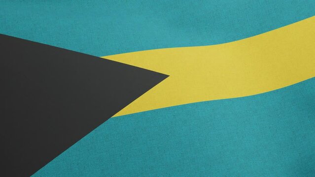 National flag of Commonwealth of The Bahamas waving original size and colors 3D Render, flag Bahama Islands, Bahamas flag textile