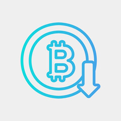 Bitcoin down icon in gradient style about currency, use for website mobile app presentation