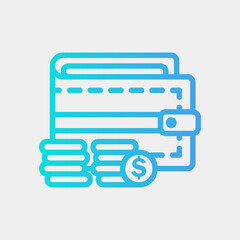 Wallet icon in gradient style about currency, use for website mobile app presentation
