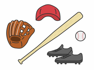 野球の道具のイラストセット