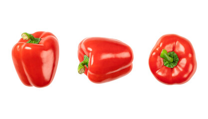 Red bell peppers on white background.