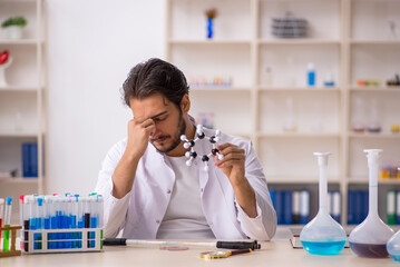 Young male chemist working at the lab