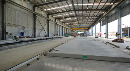 Huge undercover area used to build prefabricated walls of concrete
