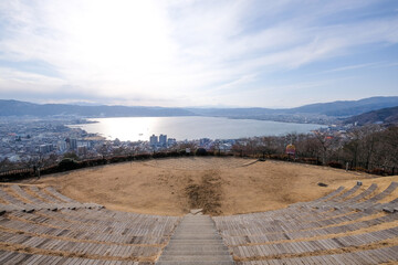 長野県諏訪市立石公園からの諏訪湖