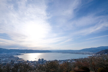 長野県諏訪市立石公園からの諏訪湖