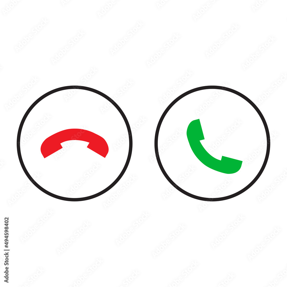 Poster phone handset green red. mobile device concept. business circle. call icon. web ui design. vector il